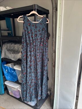 SHEIN Black Maxi Dress with Red Floral Accent
